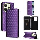 For Redmi Note 14 4G 163.25mm Cubic Grid Texture Flip Leather Phone Case(Purple) - 1