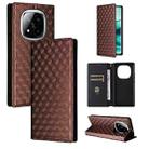 For Redmi Note 14 Pro+ 5G Cubic Grid Texture Flip Leather Phone Case(Brown) - 1