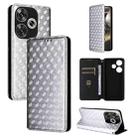 For Redmi Turbo 3 5G Cubic Grid Texture Flip Leather Phone Case(Silver) - 1