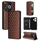 For Redmi Turbo 3 5G Cubic Grid Texture Flip Leather Phone Case(Brown) - 1