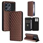 For Redmi K70 Ultra Cubic Grid Texture Flip Leather Phone Case(Brown) - 1