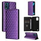 For BLU View Speed 5G Cubic Grid Texture Flip Leather Phone Case(Purple) - 1