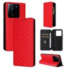 For Xiaomi 13T 5G / 13T Pro 5G Cubic Grid Texture Flip Leather Phone Case(Red) - 1