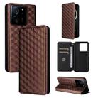 For Xiaomi 13T 5G / 13T Pro 5G Cubic Grid Texture Flip Leather Phone Case(Brown) - 1