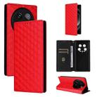For Xiaomi 14 Ultra Cubic Grid Texture Flip Leather Phone Case(Red) - 1