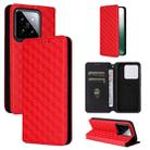 For Xiaomi 14 Cubic Grid Texture Flip Leather Phone Case(Red) - 1