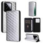 For Xiaomi 14 Cubic Grid Texture Flip Leather Phone Case(Silver) - 1