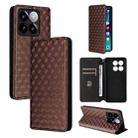 For Xiaomi 14T Cubic Grid Texture Flip Leather Phone Case(Brown) - 1