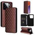 For Xiaomi 15 Cubic Grid Texture Flip Leather Phone Case(Brown) - 1