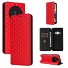 For Xiaomi Poco C61 / Redmi A3 Cubic Grid Texture Flip Leather Phone Case(Red) - 1