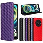 For Xiaomi Poco C61 / Redmi A3 Cubic Grid Texture Flip Leather Phone Case(Purple) - 1