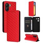 For Xiaomi Poco C65 4G / Redmi 13C 4G Cubic Grid Texture Flip Leather Phone Case(Red) - 1