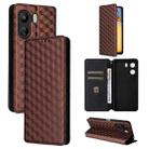 For Xiaomi Poco C65 4G / Redmi 13C 4G Cubic Grid Texture Flip Leather Phone Case(Brown) - 1