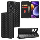 For Xiaomi Poco F5 5G / Redmi Note 12 Turbo 5G Cubic Grid Texture Flip Leather Phone Case(Black) - 1