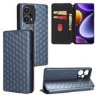 For Xiaomi Poco F5 5G / Redmi Note 12 Turbo 5G Cubic Grid Texture Flip Leather Phone Case(Blue) - 1