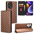 For Xiaomi Poco F5 5G / Redmi Note 12 Turbo 5G Cubic Grid Texture Flip Leather Phone Case(Brown) - 1