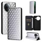 For Xiaomi Poco F7 Pro / F7 Ultra Cubic Grid Texture Flip Leather Phone Case(Silver) - 1