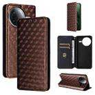 For Xiaomi Poco F7 Pro / F7 Ultra Cubic Grid Texture Flip Leather Phone Case(Brown) - 1