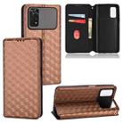 For Xiaomi Poco M4 Pro 4G Cubic Grid Texture Flip Leather Phone Case(Brown) - 1