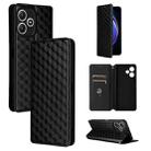 For Xiaomi Poco M6 Pro 5G / Redmi 12 5G Cubic Grid Texture Flip Leather Phone Case(Black) - 1