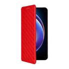 For Xiaomi Poco M6 Pro 5G / Redmi 12 5G Cubic Grid Texture Flip Leather Phone Case(Red) - 2