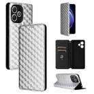 For Xiaomi Poco M6 Pro 5G / Redmi 12 5G Cubic Grid Texture Flip Leather Phone Case(Silver) - 1