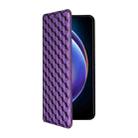 For Xiaomi Poco M6 Pro 5G / Redmi 12 5G Cubic Grid Texture Flip Leather Phone Case(Purple) - 2