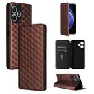 For Xiaomi Poco M6 Pro 5G / Redmi 12 5G Cubic Grid Texture Flip Leather Phone Case(Brown) - 1