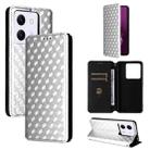 For Xiaomi Poco M7 Pro 5G Cubic Grid Texture Flip Leather Phone Case(Silver) - 1