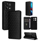 For Xiaomi Poco X6 Neo 5G Cubic Grid Texture Flip Leather Phone Case(Black) - 1