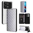 For Xiaomi Poco X6 Neo 5G Cubic Grid Texture Flip Leather Phone Case(Silver) - 1