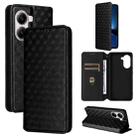 For Xiaomi Poco X7 Pro 5G / Redmi Turbo 4 5G Cubic Grid Texture Flip Leather Phone Case(Black) - 1