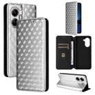 For Xiaomi Poco X7 Pro 5G / Redmi Turbo 4 5G Cubic Grid Texture Flip Leather Phone Case(Silver) - 1