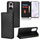 For Honor 50 Cubic Grid Texture Flip Leather Phone Case(Black) - 1
