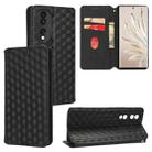 For Honor 70 Cubic Grid Texture Flip Leather Phone Case(Black) - 1