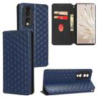 For Honor 70 Cubic Grid Texture Flip Leather Phone Case(Blue) - 1