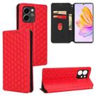 For Honor 80 SE 5G Cubic Grid Texture Flip Leather Phone Case(Red) - 1