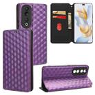 For Honor 90 Cubic Grid Texture Flip Leather Phone Case(Purple) - 1
