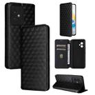 For Honor 100 5G Cubic Grid Texture Flip Leather Phone Case(Black) - 1