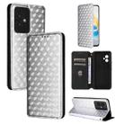 For Honor 100 5G Cubic Grid Texture Flip Leather Phone Case(Silver) - 1