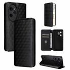 For Honor 100 Pro 5G Cubic Grid Texture Flip Leather Phone Case(Black) - 1