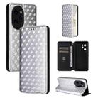 For Honor 100 Pro 5G Cubic Grid Texture Flip Leather Phone Case(Silver) - 1