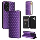 For Honor 200 5G Cubic Grid Texture Flip Leather Phone Case(Purple) - 1