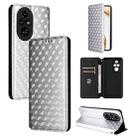 For Honor 200 Pro 5G Cubic Grid Texture Flip Leather Phone Case(Silver) - 1