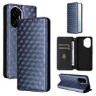 For Honor 300 5G Cubic Grid Texture Flip Leather Phone Case(Blue) - 1