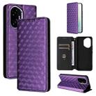 For Honor 300 5G Cubic Grid Texture Flip Leather Phone Case(Purple) - 1