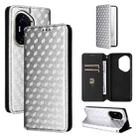 For Honor 300 Pro 5G Cubic Grid Texture Flip Leather Phone Case(Silver) - 1