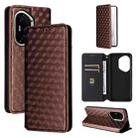 For Honor 300 Pro 5G Cubic Grid Texture Flip Leather Phone Case(Brown) - 1