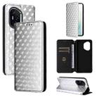For Honor 400 Cubic Grid Texture Flip Leather Phone Case(Silver) - 1