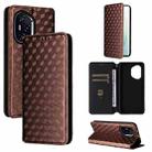 For Honor 400 Cubic Grid Texture Flip Leather Phone Case(Brown) - 1